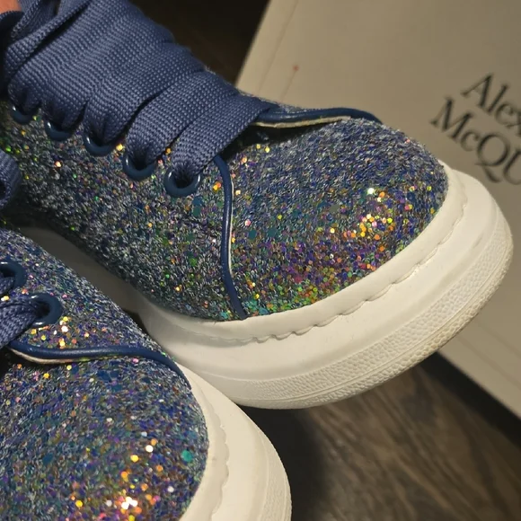 Alexander McQueen White Sneakers with Blue Glitter - Picture 10 of 10
